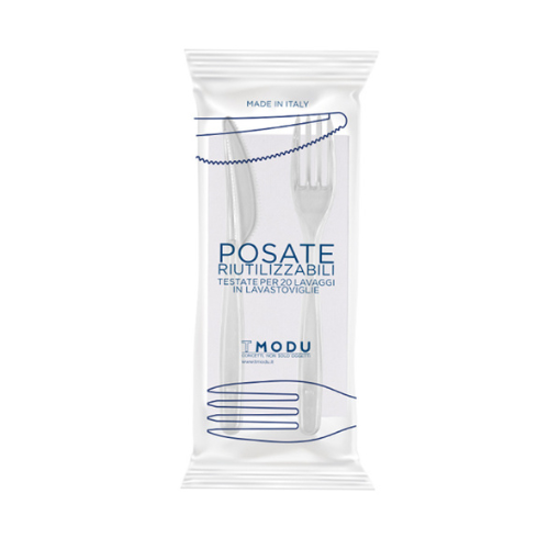 Bis Posate In PS Riutilizzabili - Coltello Forchetta E Tovagliolo - 3